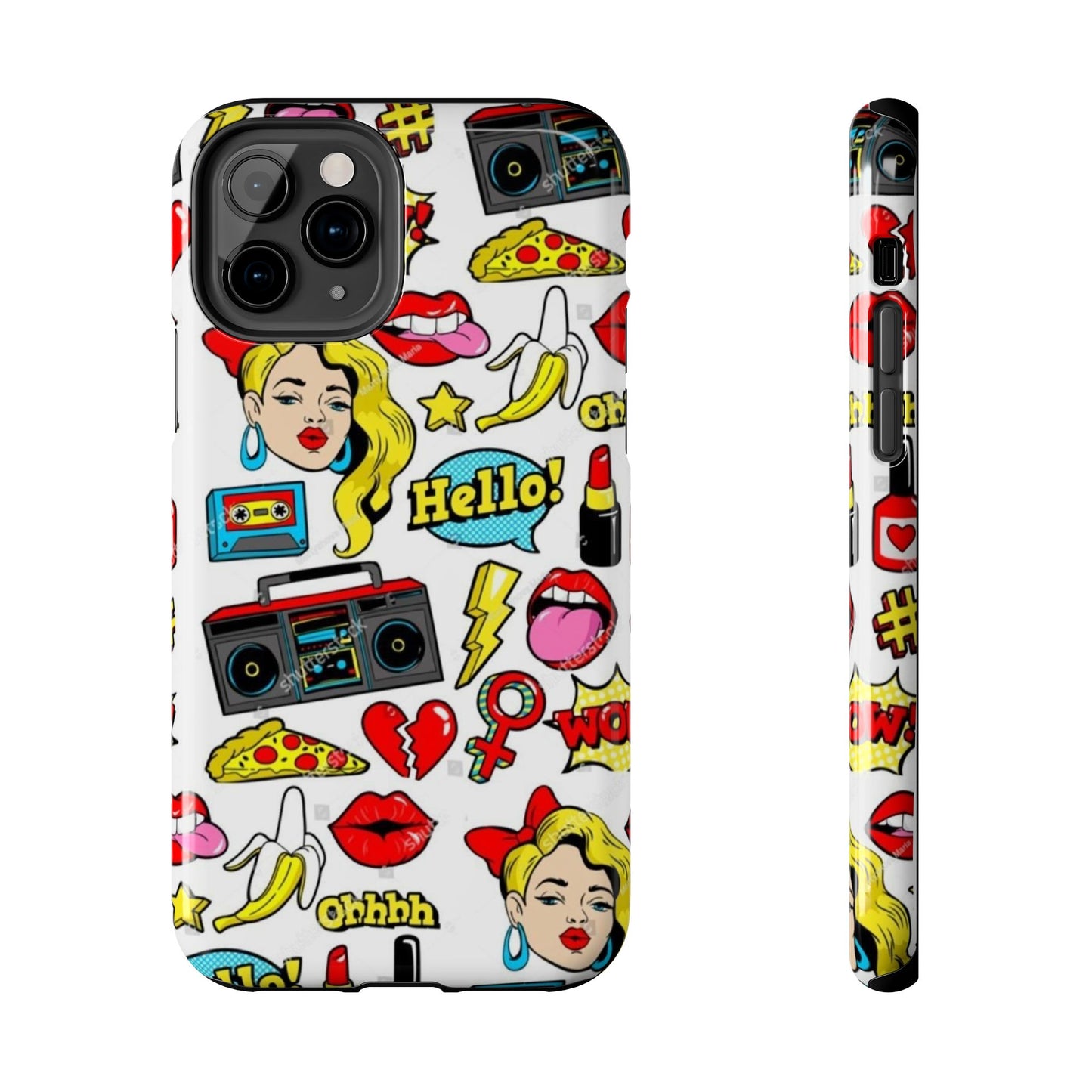 Retro Pop Art Tough Phone Cases - Colorful, Fun Design with 'Hello!' Text