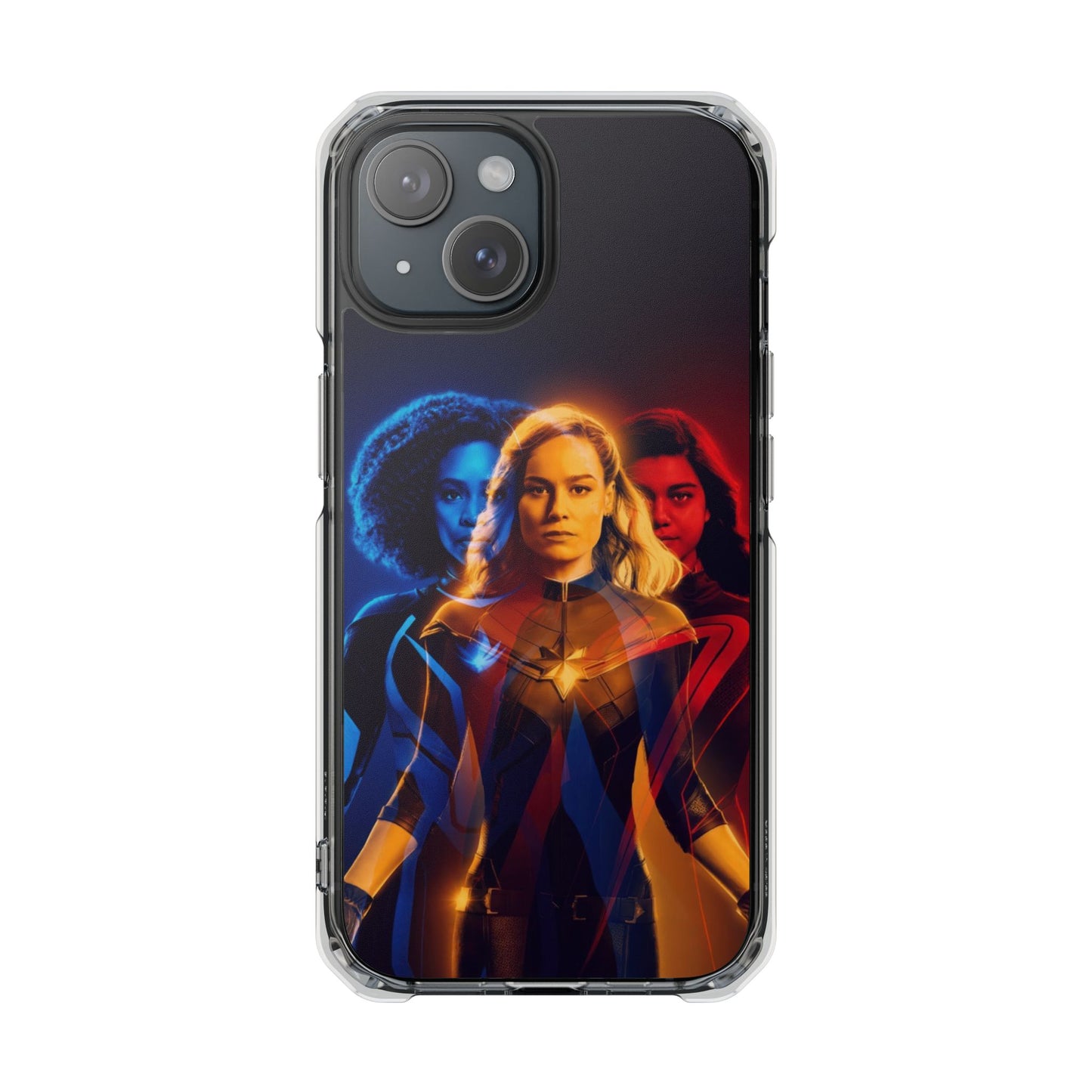 Superhero Magnetic Clear Impact Case for iPhone – Captain Marvel Design