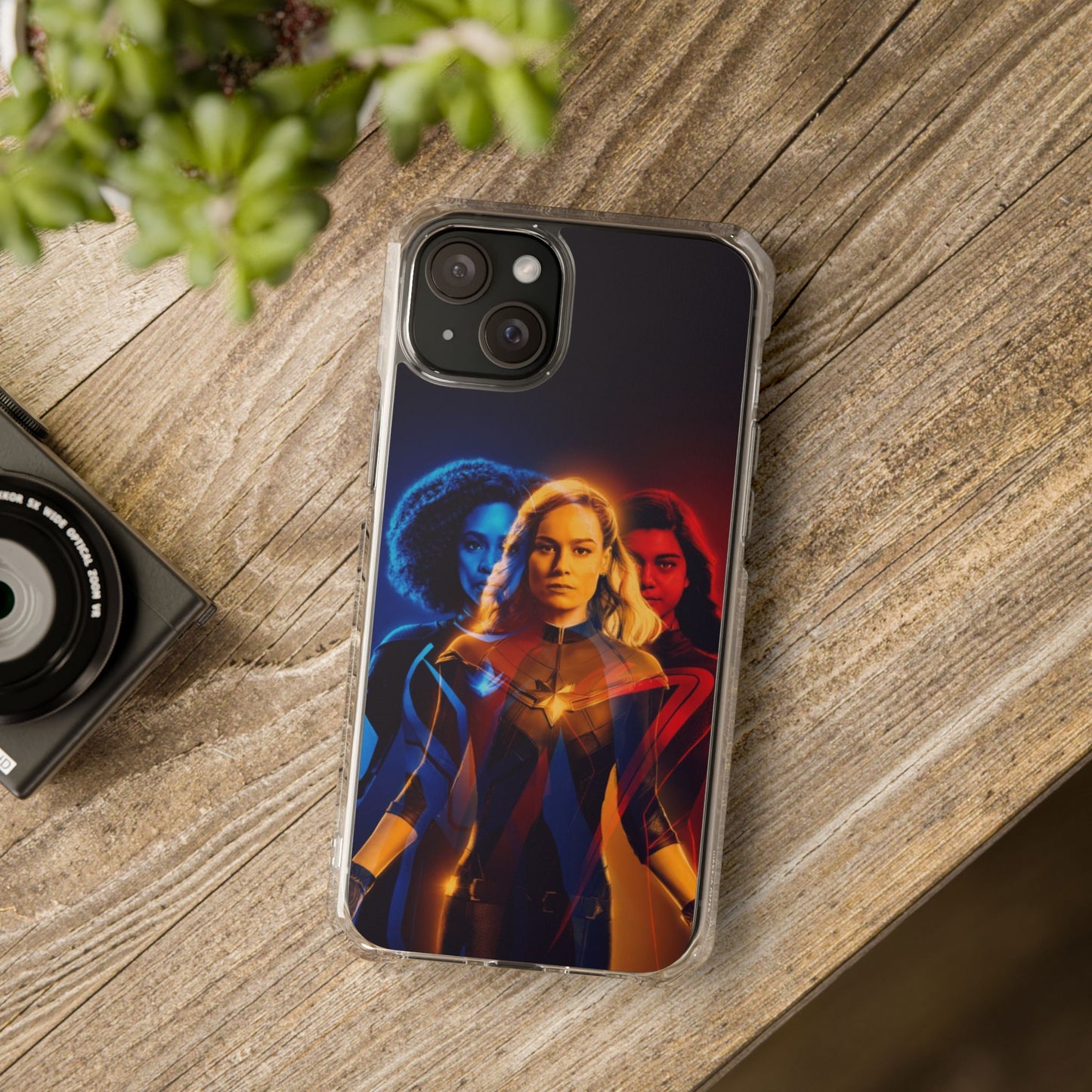 Superhero Magnetic Clear Impact Case for iPhone – Captain Marvel Design