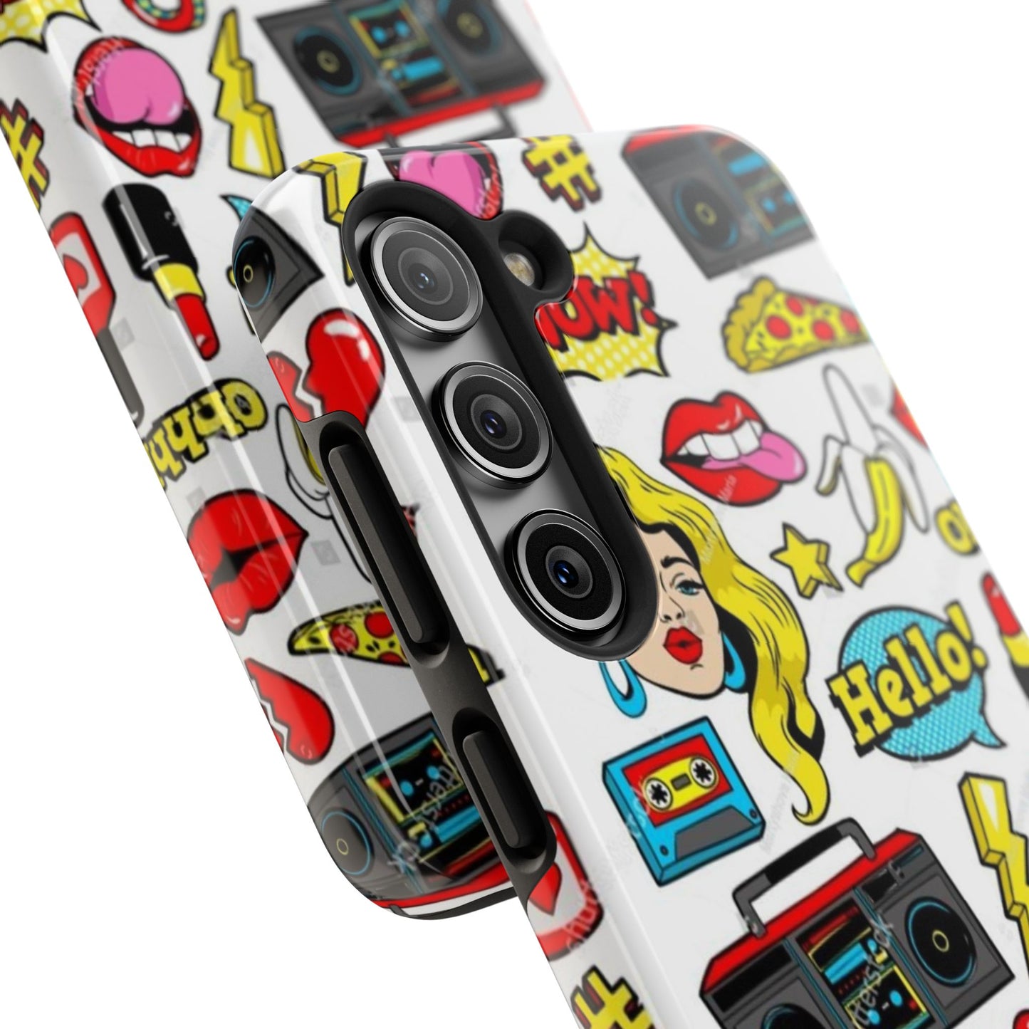 Retro Pop Art Tough Phone Cases - Colorful, Fun Design with 'Hello!' Text