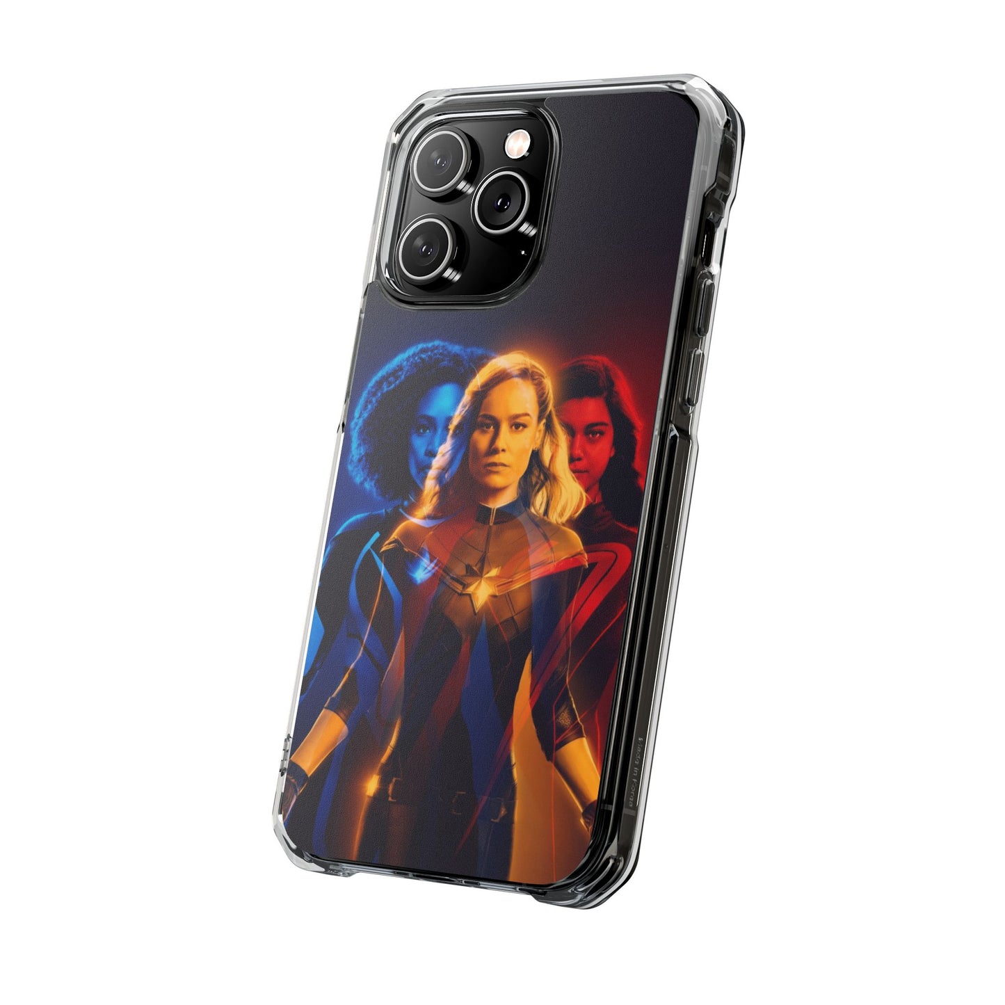 Superhero Magnetic Clear Impact Case for iPhone – Captain Marvel Design