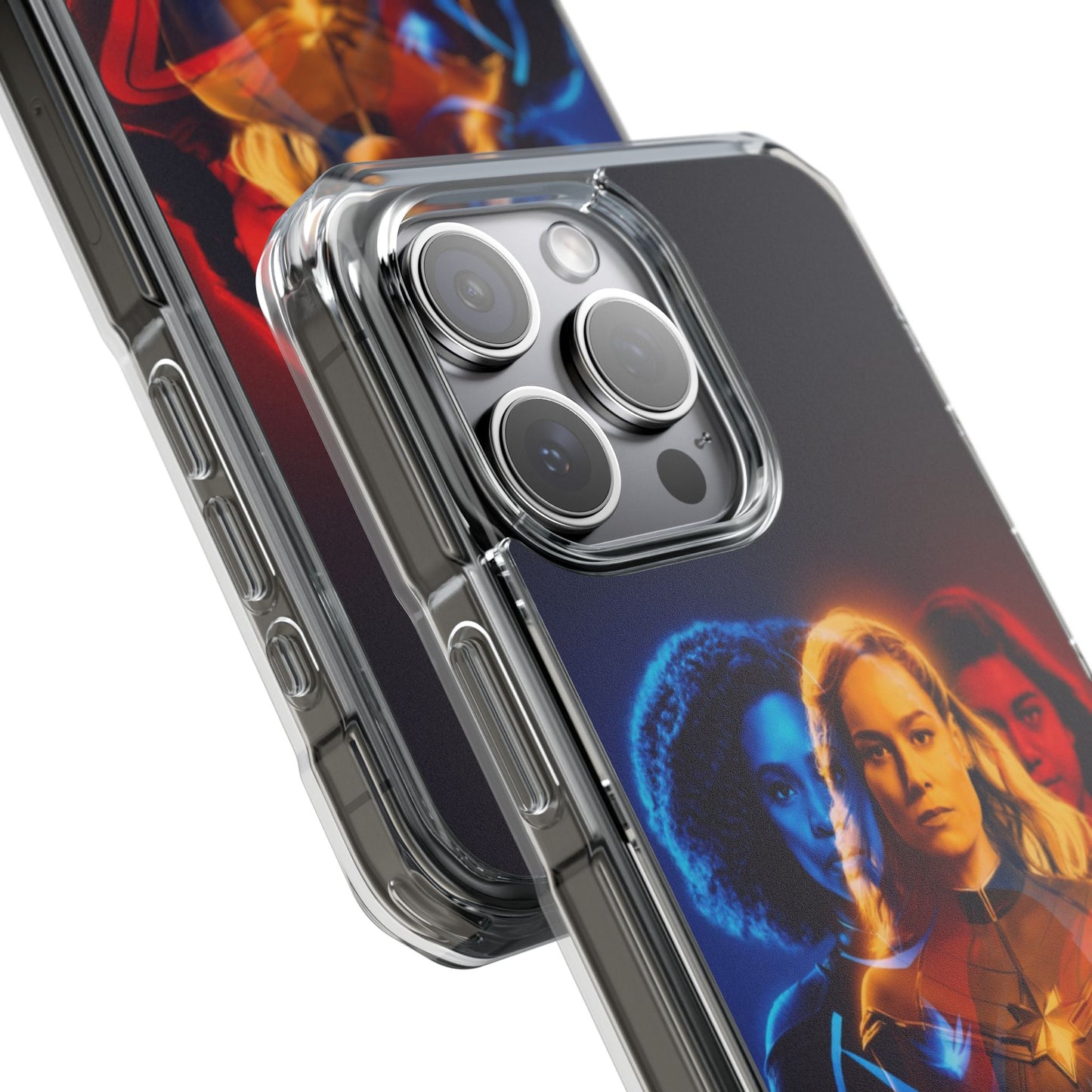 Superhero Magnetic Clear Impact Case for iPhone – Captain Marvel Design