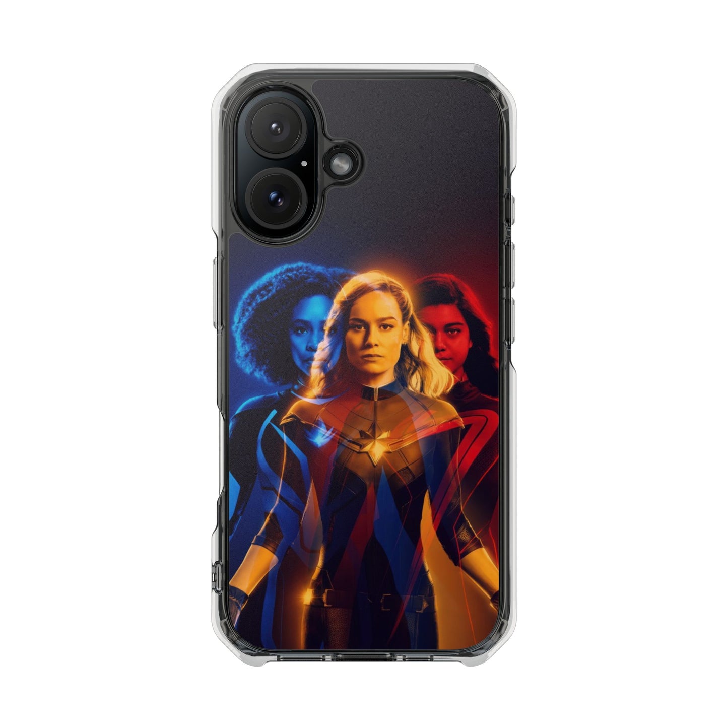 Superhero Magnetic Clear Impact Case for iPhone – Captain Marvel Design